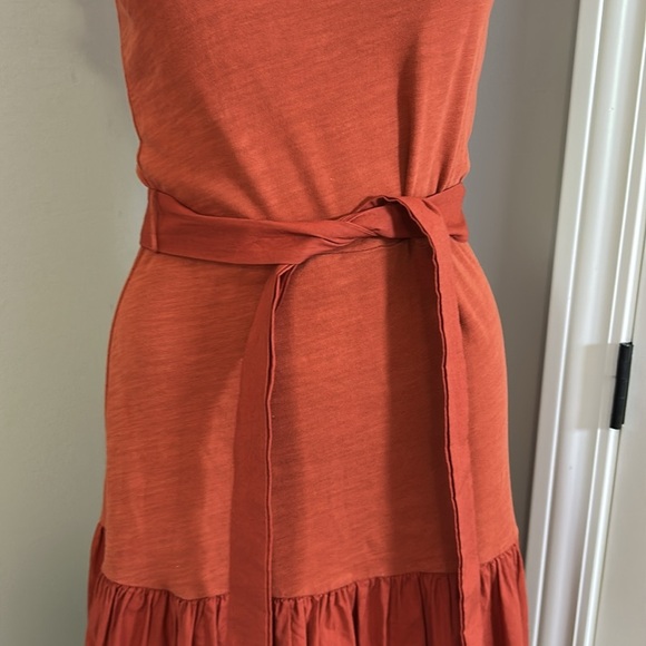 Nation Everleigh Frilly Dress Cayenne Red Orange poplin flutter sleeve Sz XS - Picture 7 of 14